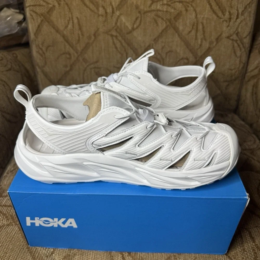 Hoka One U Hopara White Men 10 Running Water Shoe Sandals 1123112‎ Nee